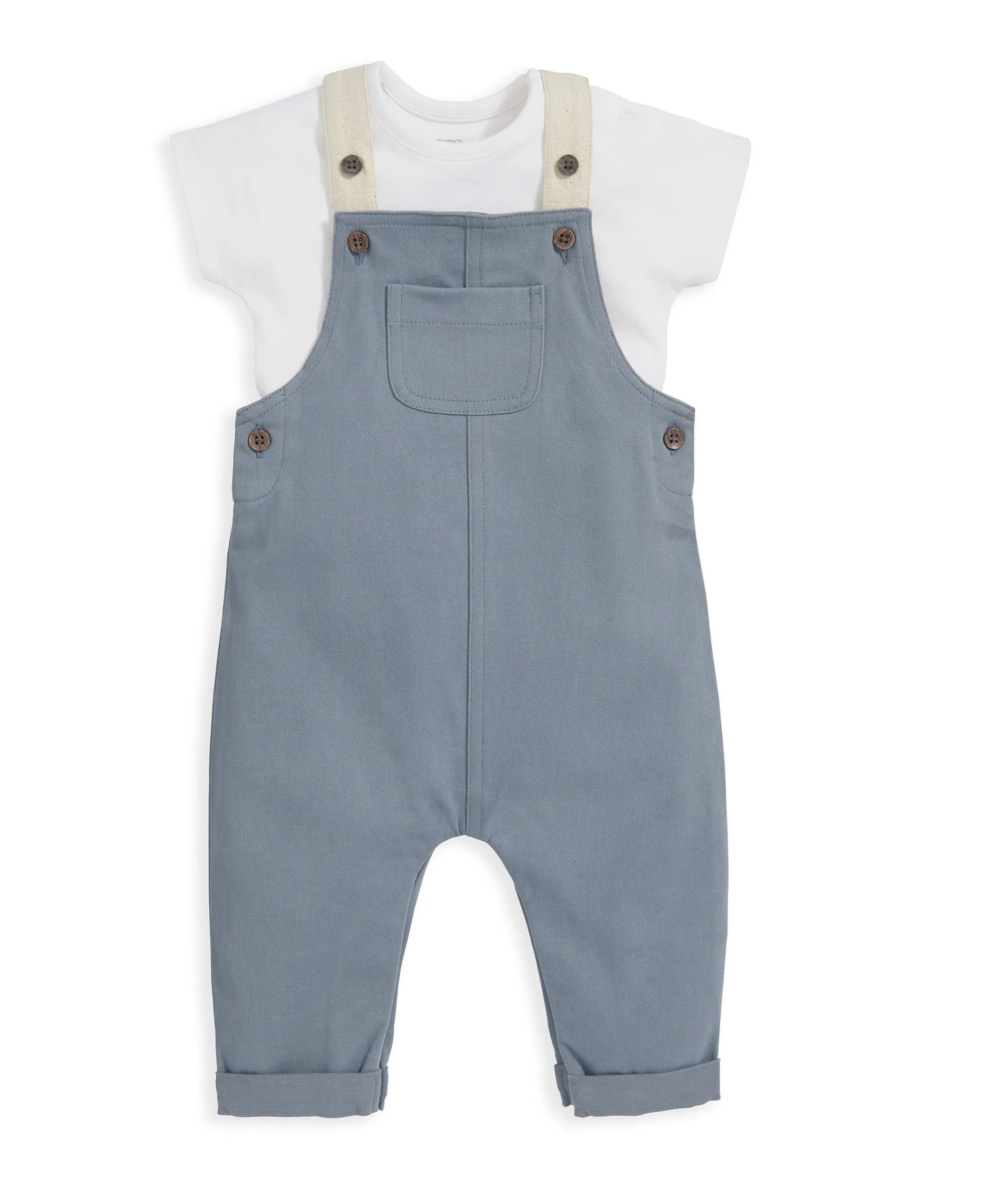 T-Shirt & Latzhosen-Outfit-Set - Blau Babykids Mamas & Papas
