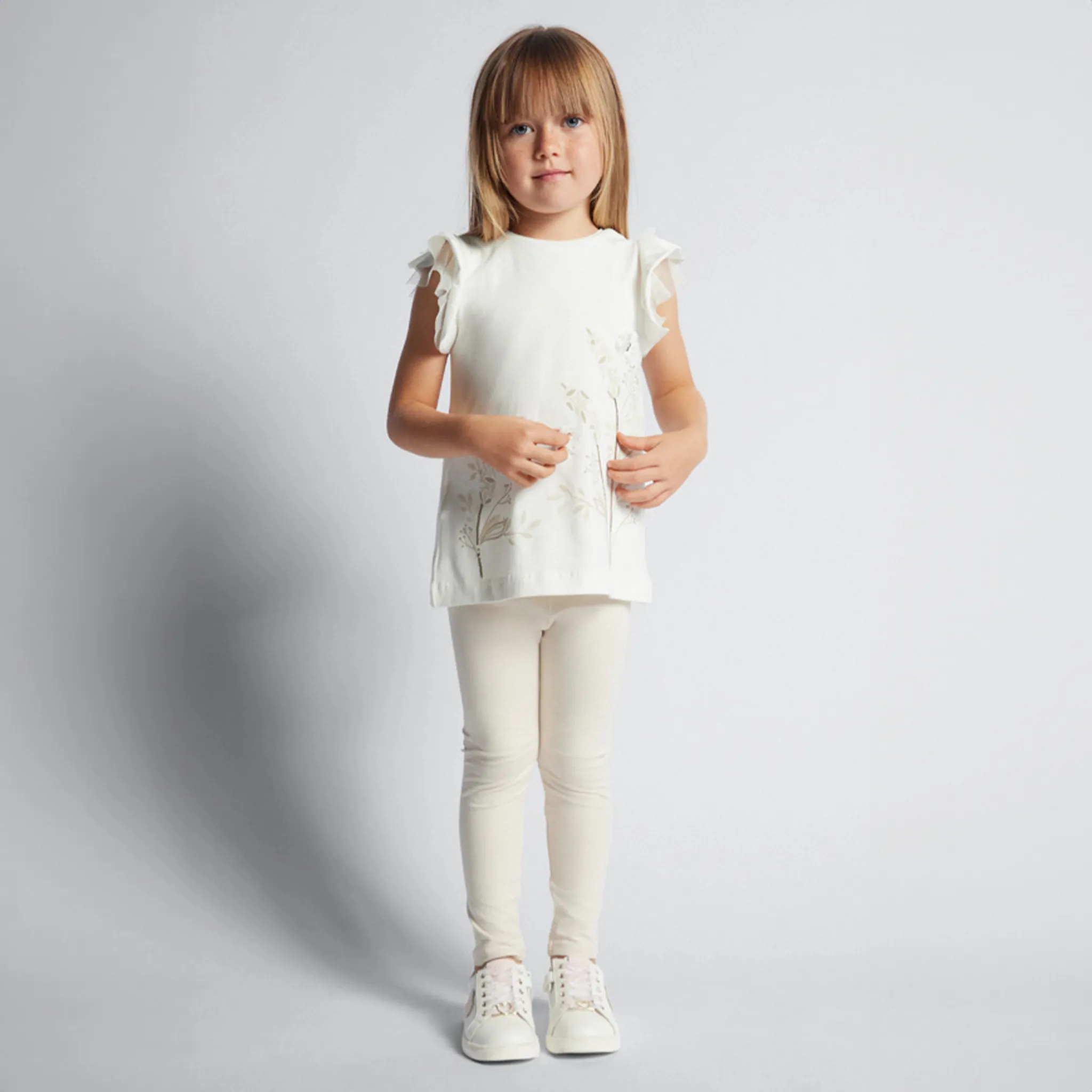 Tanktop und beige Leggings-Set für Mädchen