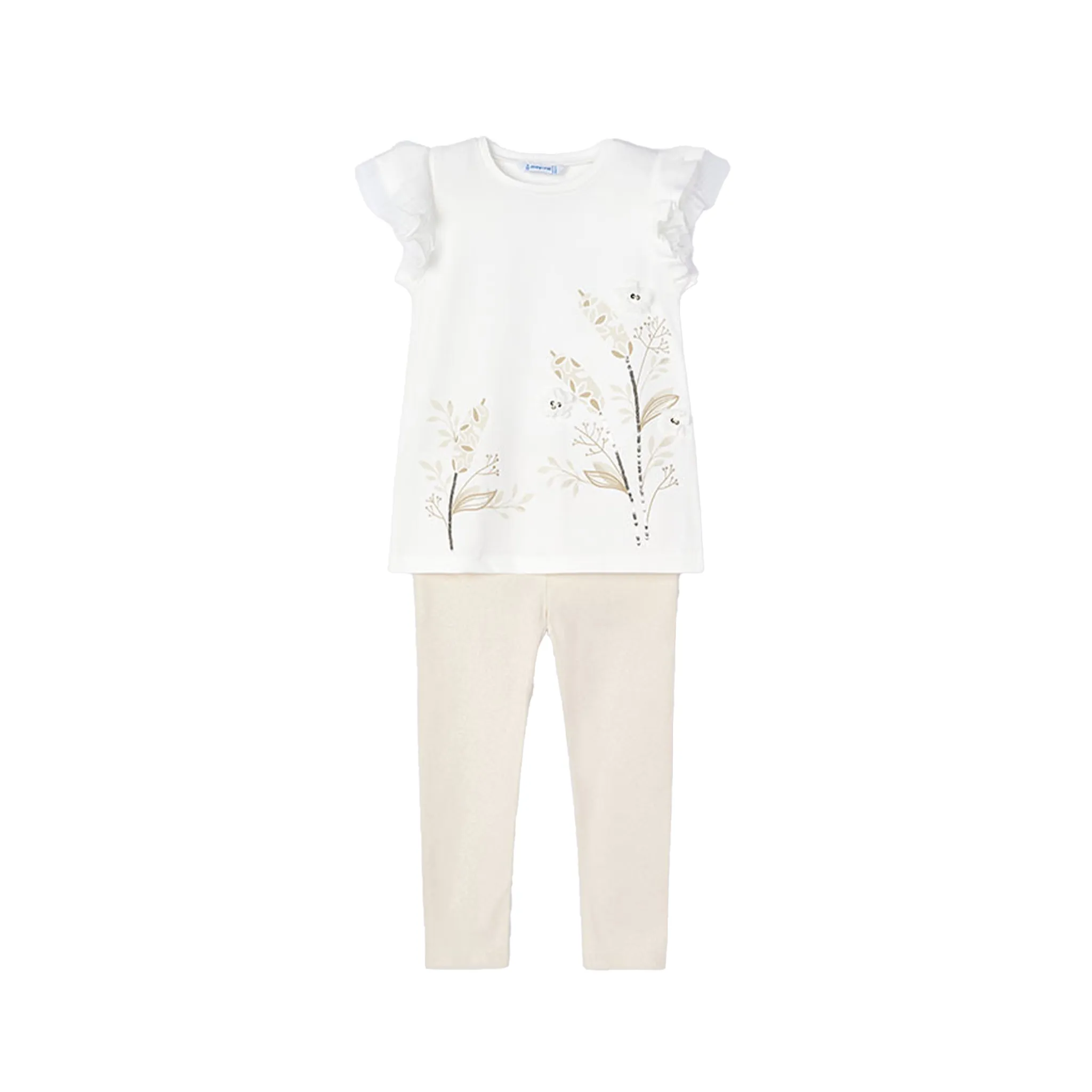 Tanktop und beige Leggings-Set für Mädchen