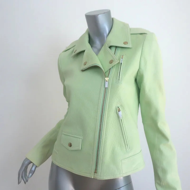 Theory Elenian Leder Motorradjacke Pastellgrün Größe M NEU