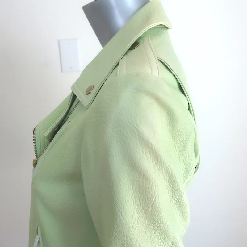 Theory Elenian Leder Motorradjacke Pastellgrün Größe M NEU