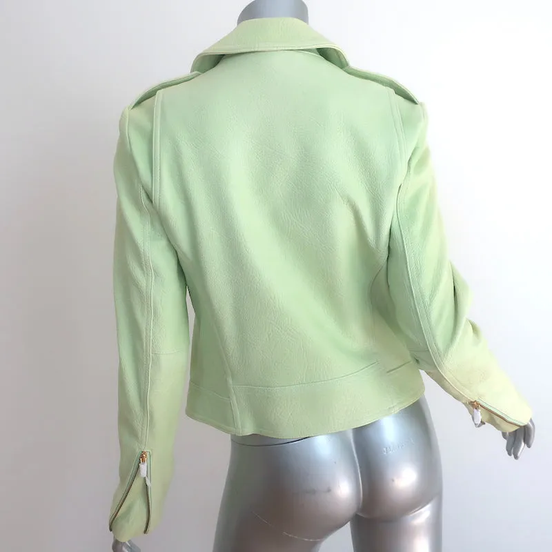 Theory Elenian Leder Motorradjacke Pastellgrün Größe M NEU
