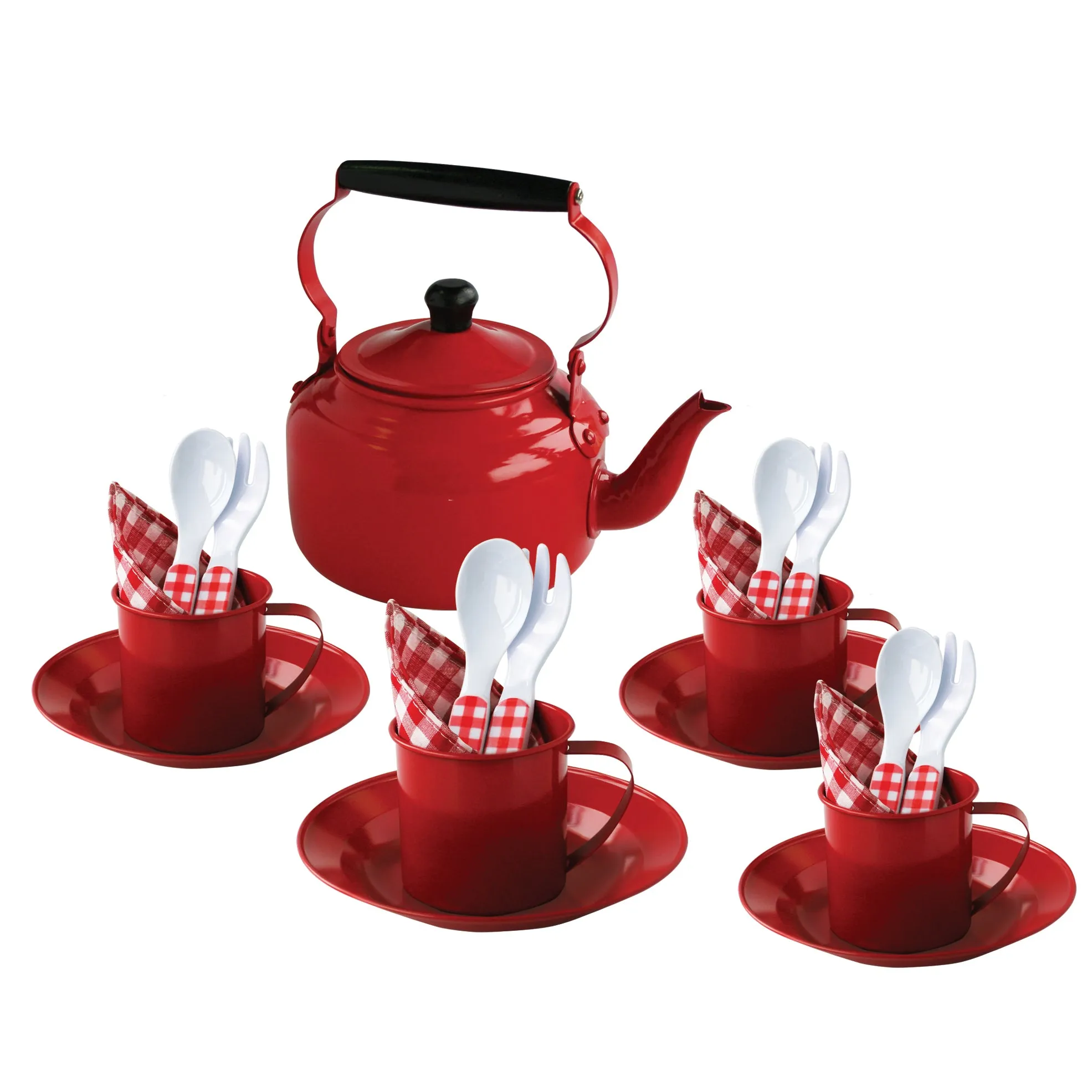 Zinn Picknick-Set mit Kessel und Tragetasche