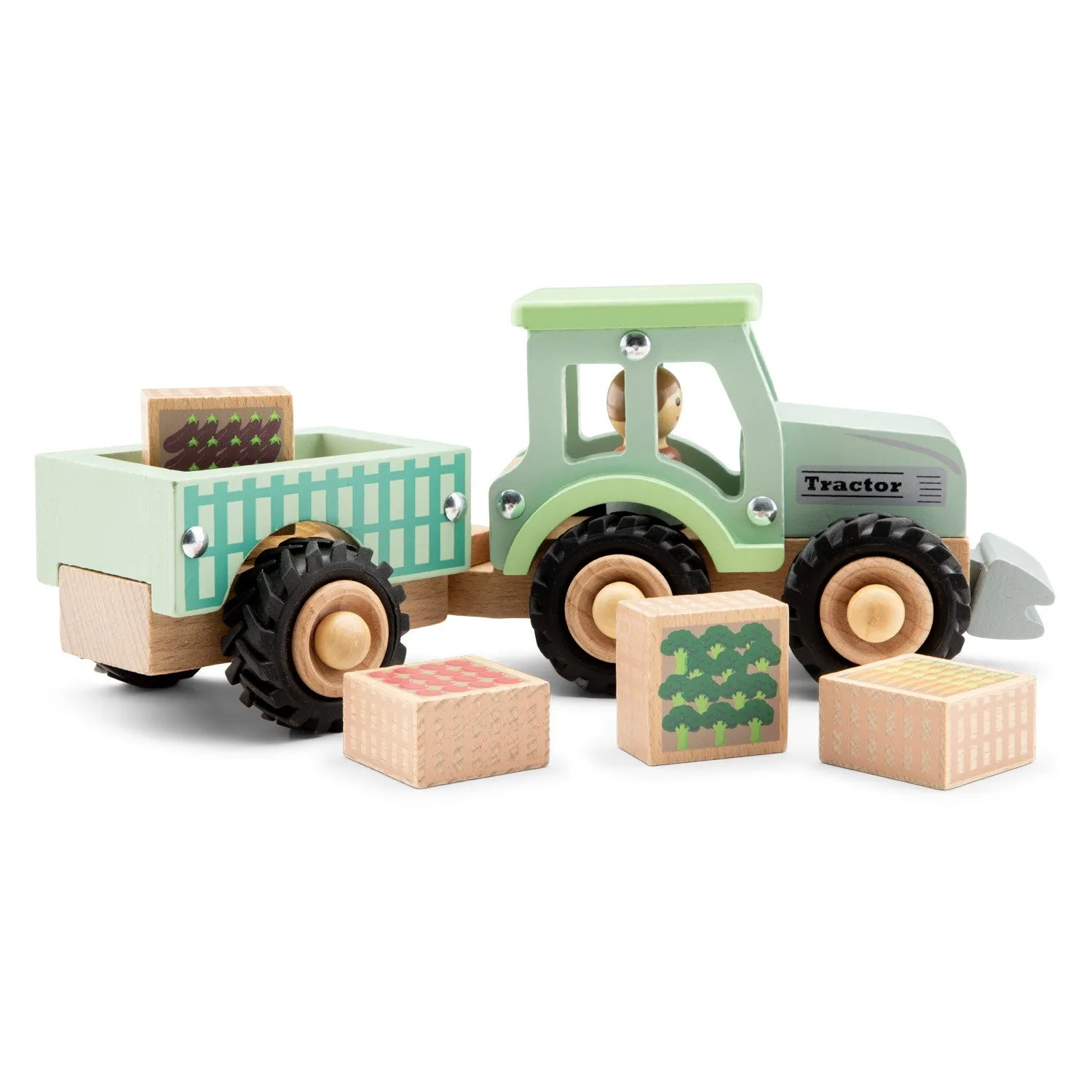 Traktor mit Gemüsepflanzen
