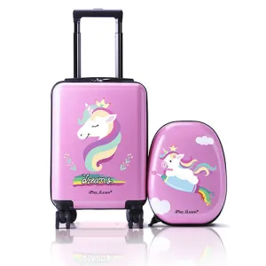 Einhorn Kinder Rollkoffer Set Mädchen Handgepäck Koffer