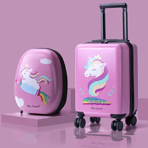 Einhorn Kinder Rollkoffer Set Mädchen Handgepäck Koffer
