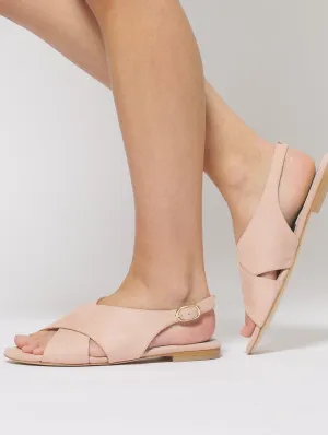Vegane Wildleder-Crossover-Slingback-Sandalen | Nude
