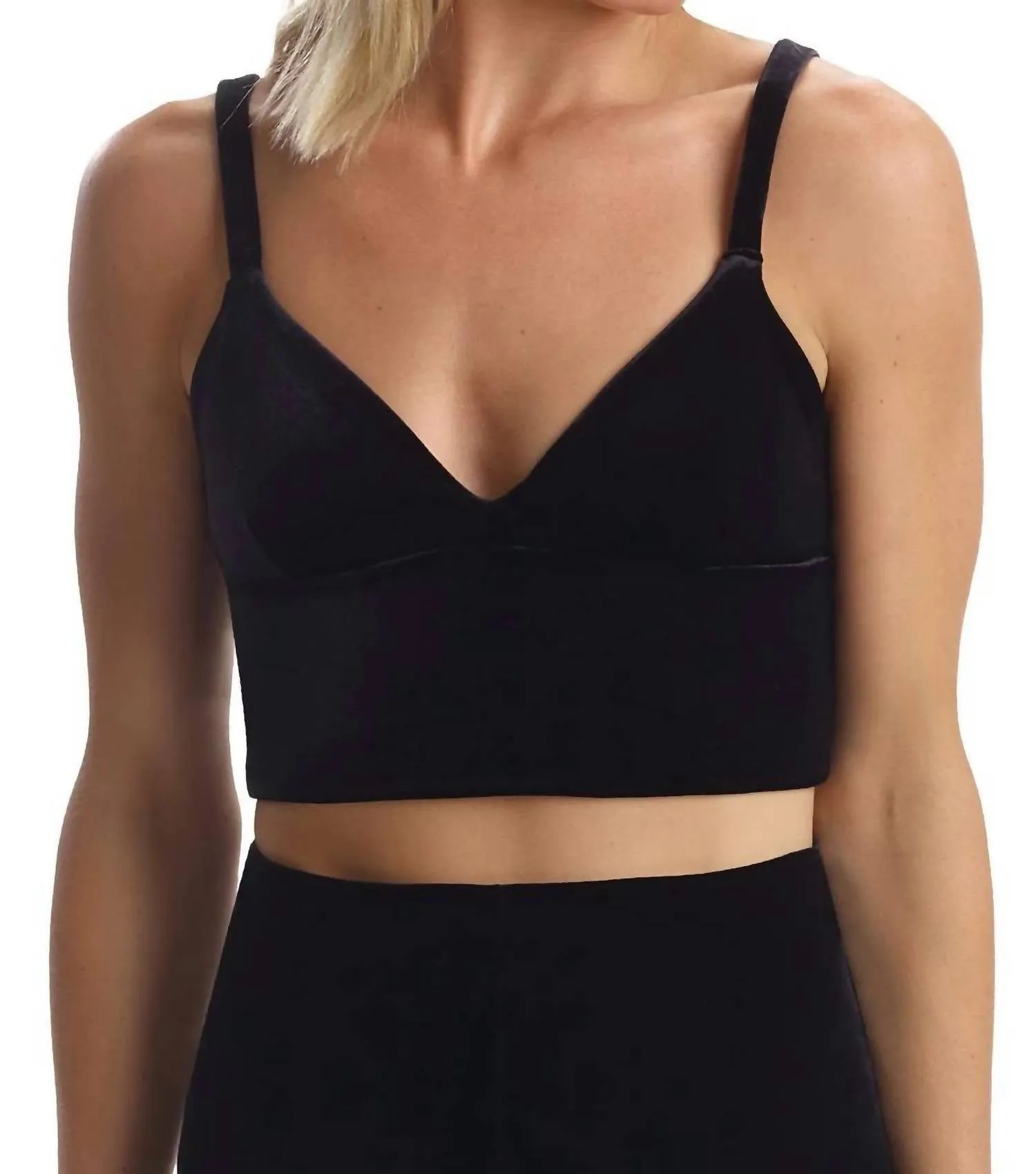 Samtenes Longline-BH in Schwarz