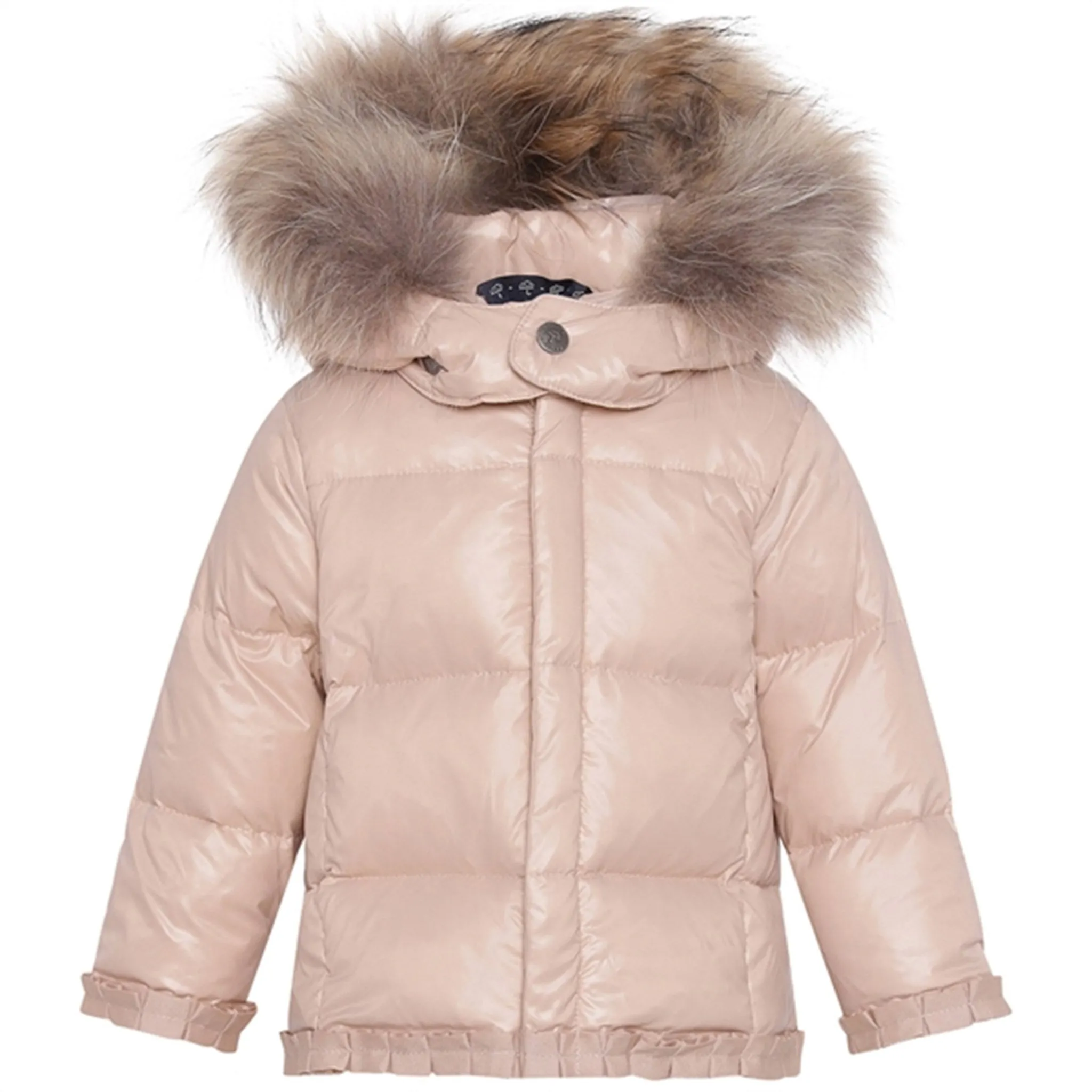 Ver de Terre Federleichte Daunenjacke für Baby-Mädchen mit Pelz Mahagonirose Ver-De-Terre