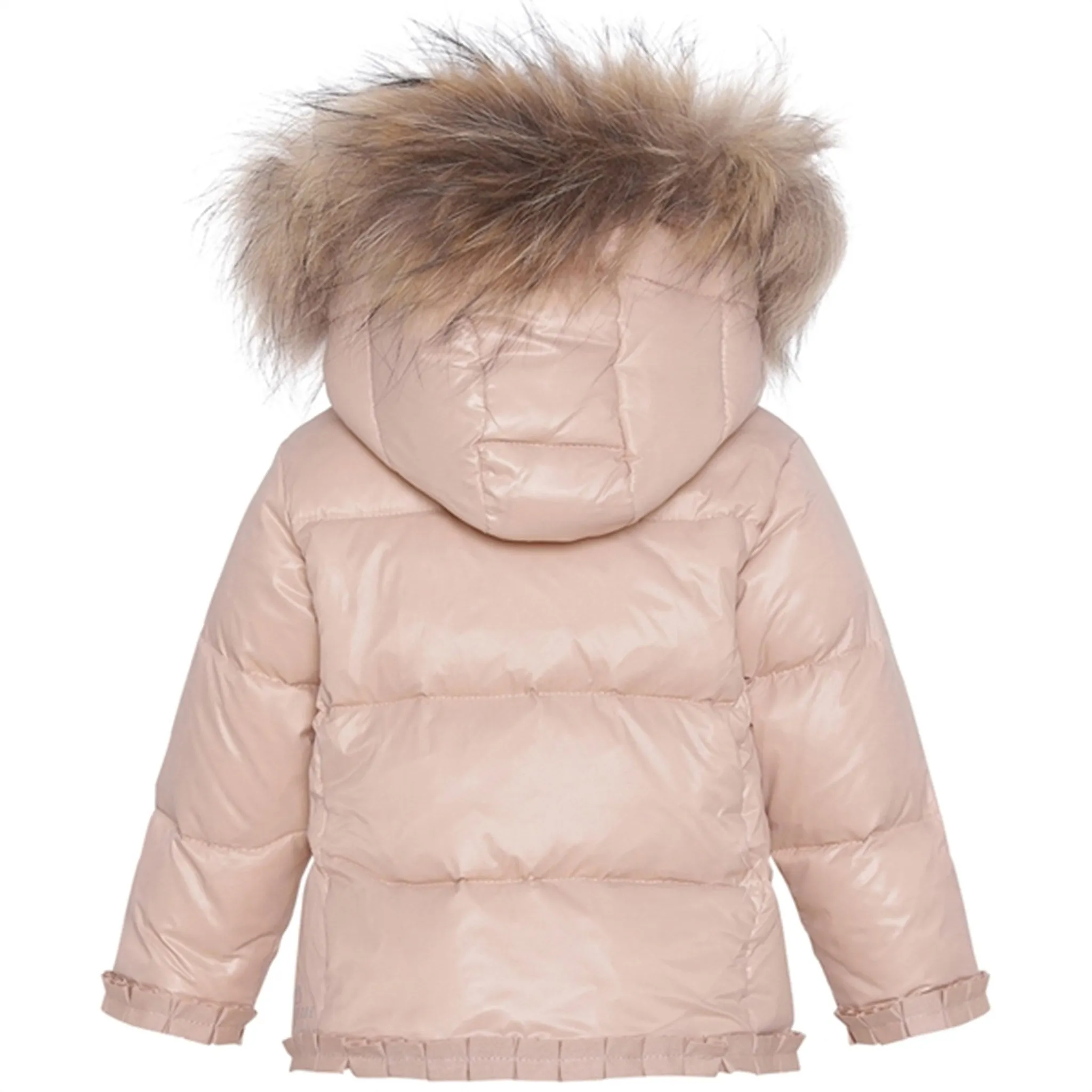 Ver de Terre Federleichte Daunenjacke für Baby-Mädchen mit Pelz Mahagonirose Ver-De-Terre