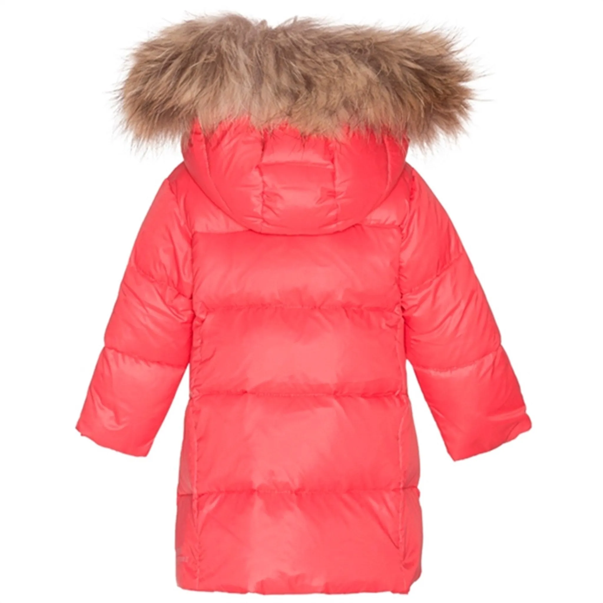 Ver de Terre Federleichtes Baby-Mädchen-Mantel mit Pelz Flamingo Ver-De-Terre