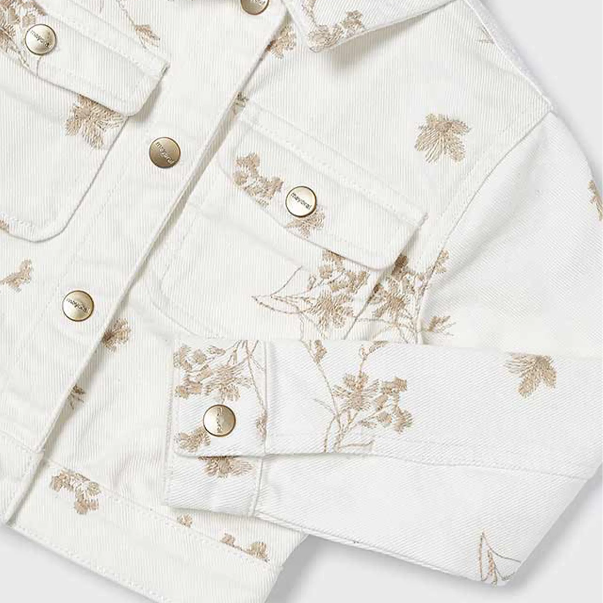 Weiße Jacke mit braunen Blumen