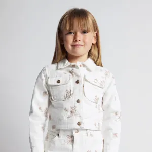 Weiße Jacke mit braunen Blumen