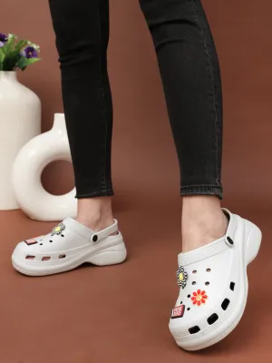Weiße stilvolle Schlupf-Clogs für Damen (TC-LCLOG5-WHT)
