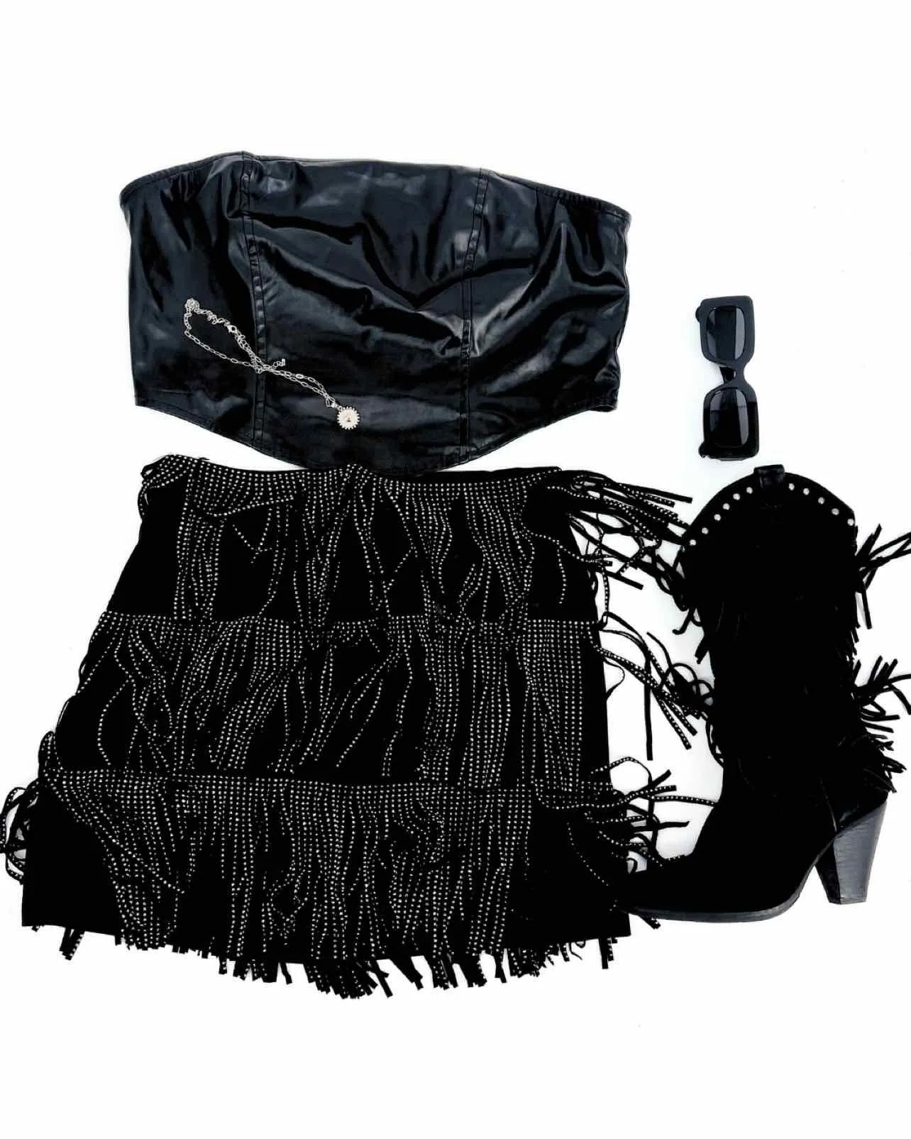 Wild Fable Größe XL Schwarzes Cropped Kunstleder Tops Röhrenoberteil