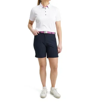Damen Cherry Streifen Polo in Weiß Iris