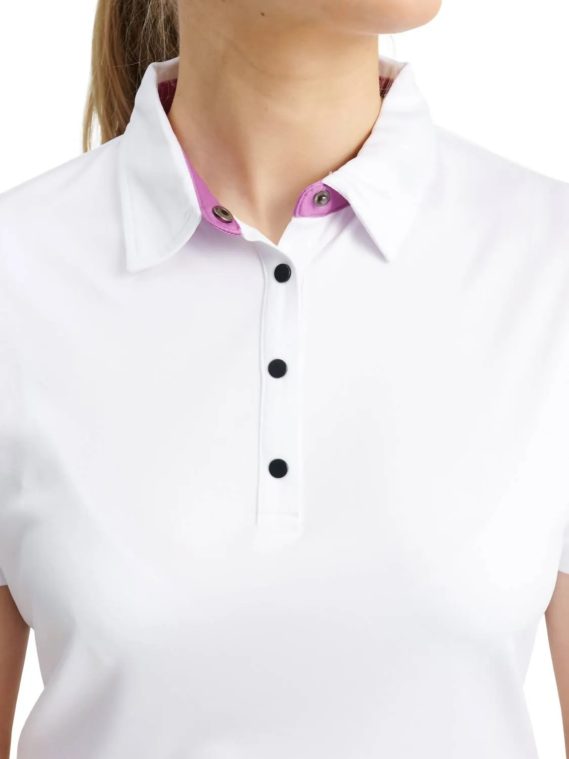 Damen Cherry Streifen Polo in Weiß Iris