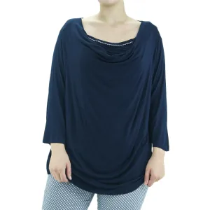 Damen 2-lagiges verziertes Top, Marine