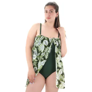 Damen-Badeanzug mit 2 Lagen, Olive