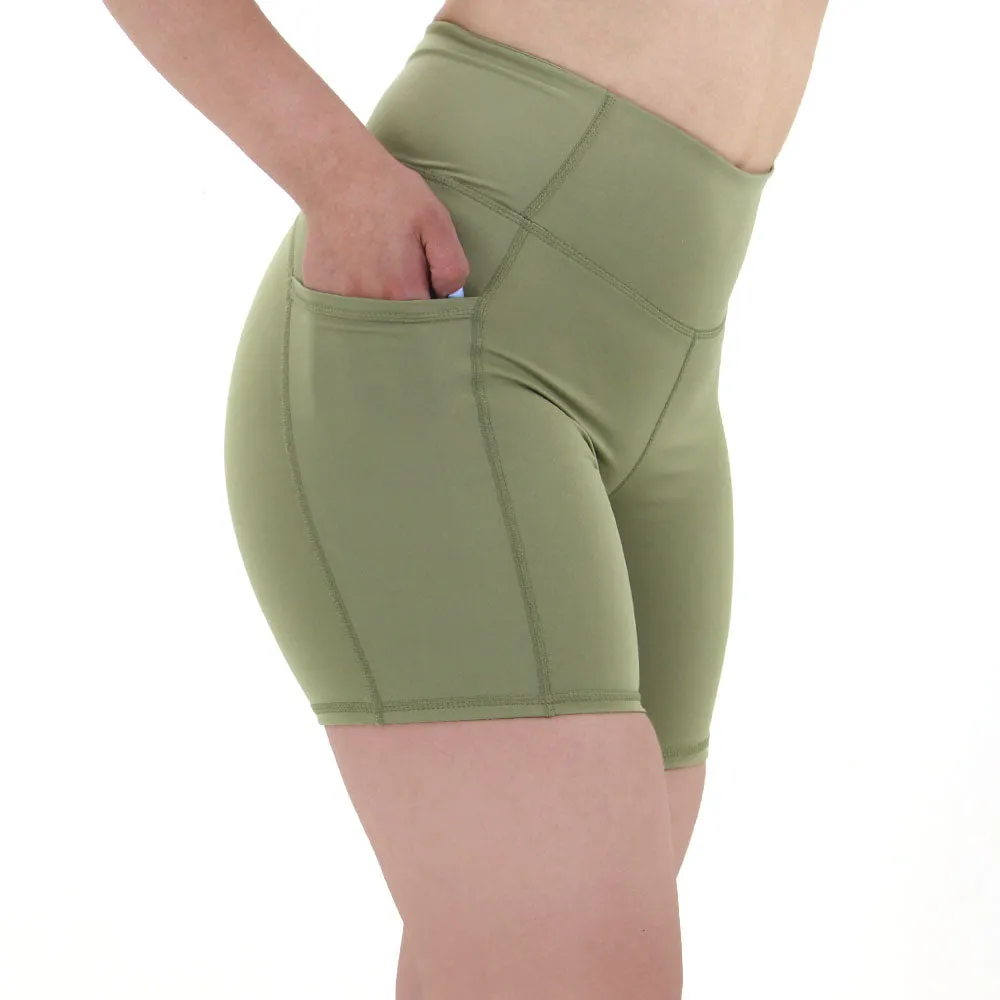 Damen-Sportshorts mit 2 Seitentaschen, Hellgrün