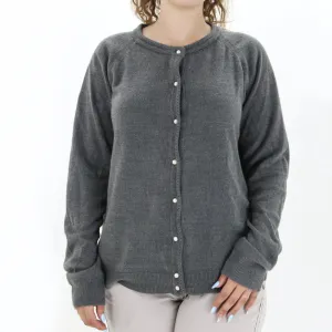 Damen Perlmuttknopf-Cardigan, Grau