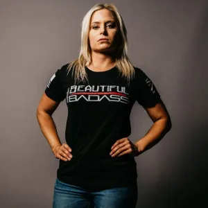 Frauen T-Shirt Schöne und Starke - Schwarz