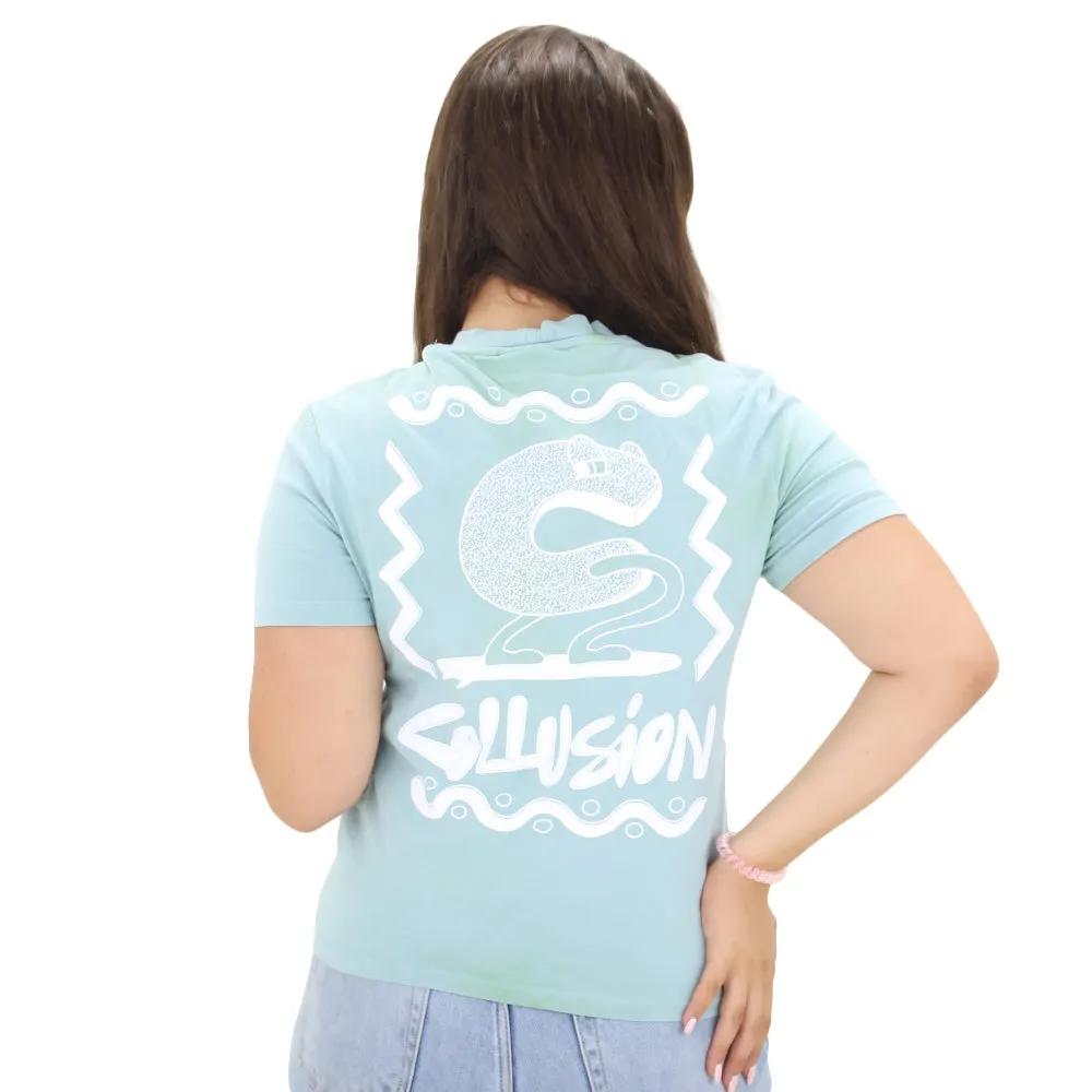 Damen Markenname Print Rückentop, Hellgrün