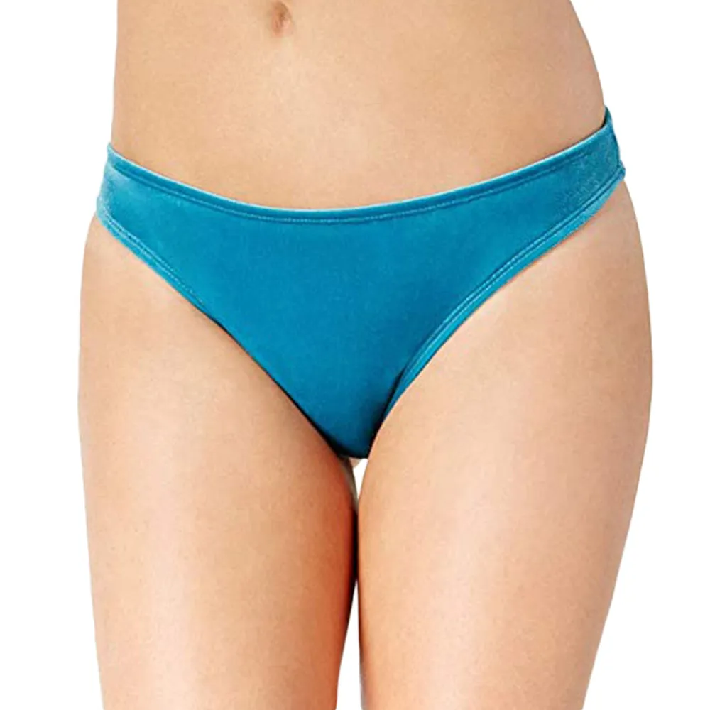 Damen-Hipster-Bikiniunterteile aus Crushed Velvet, Blau