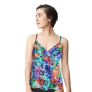 Damen Traumgarten Blumenmuster Tankini-Oberteil, Mehrfarbig