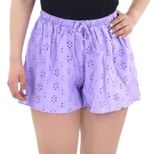 Bestickte Damenkurzshorts, Lila
