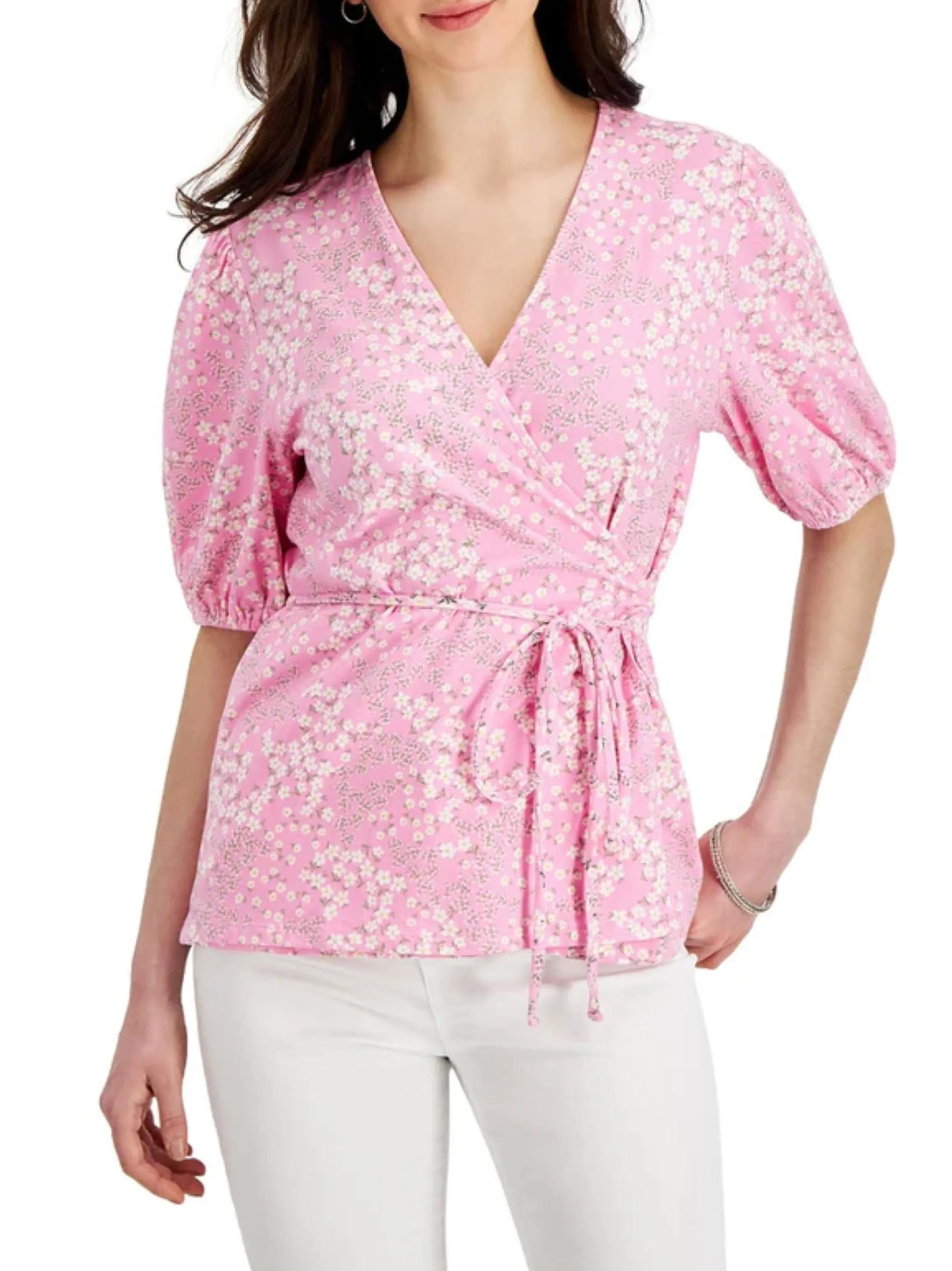 Damen Blumen Casual Top, Rosa