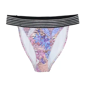 Damen Bikiniunterteil mit Blumenmuster und Glitzer, Mehrfarbig