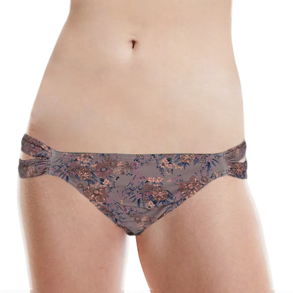 Damen-Bikiniunterteil mit Blumenmuster, Rosenholz