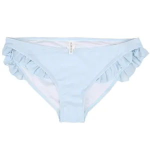Damen-Bikiniunterteil mit Rüschenseite und Rippstrick, Hellblau