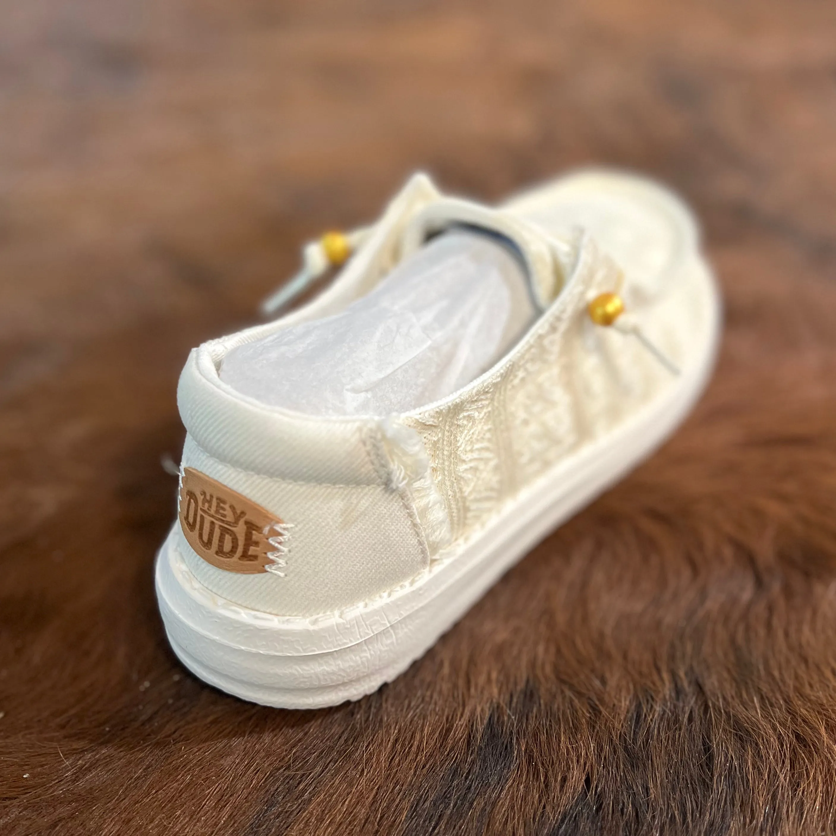 Hey Dude Wendy Häkelspitze Weiß/Gold Damenschuhe