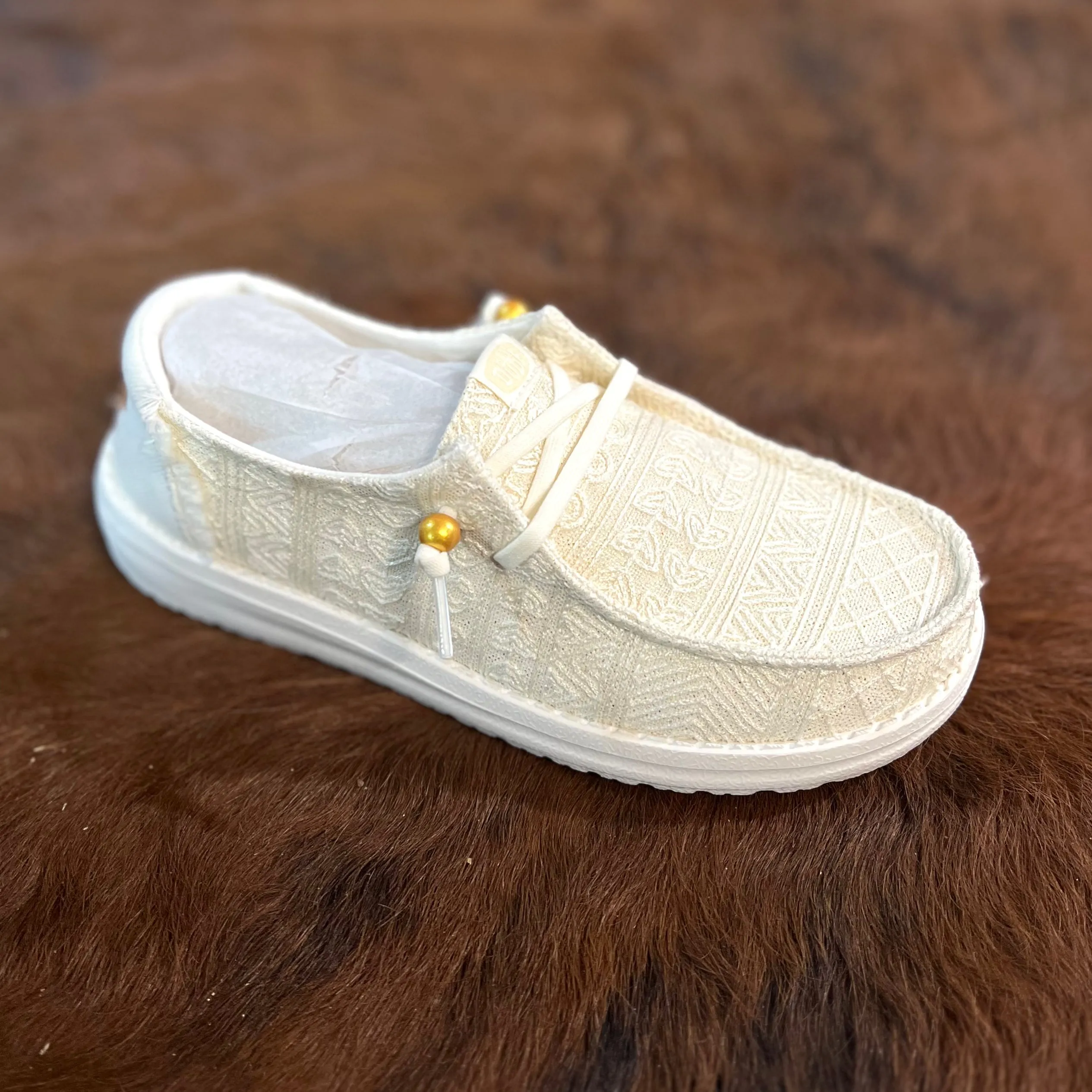 Hey Dude Wendy Häkelspitze Weiß/Gold Damenschuhe