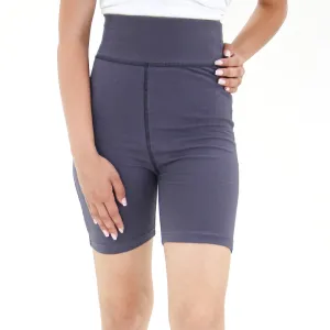 Damen-Hochwaist-Baumwollshorts, Dunkelgrau