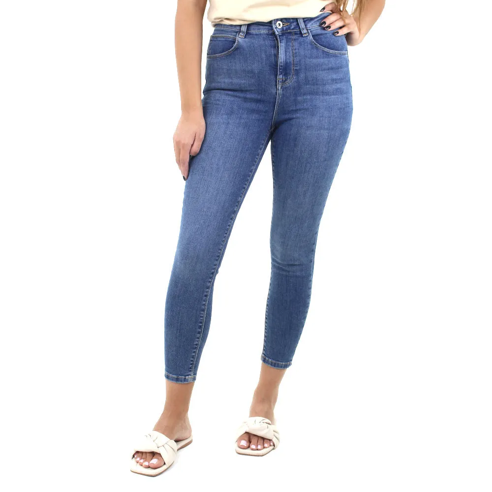 Damen High Waist Skinny Jeans, Blau