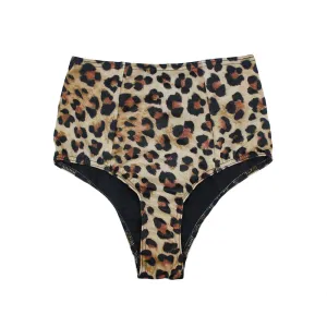 Damen High-Waist Bikiniunterteil mit Löwen-Print, Mehrfarbig