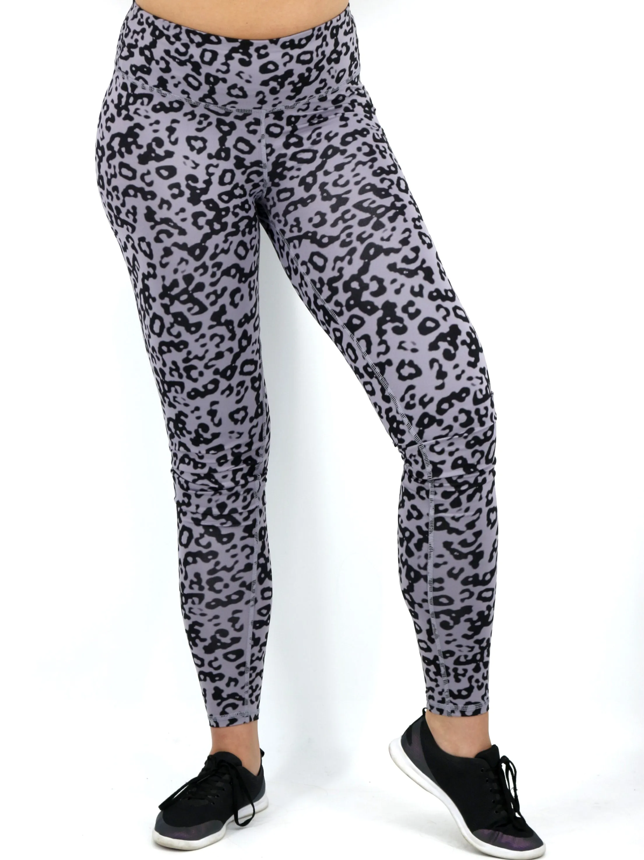 Damen-Leopardenmuster-Leggings, Grau