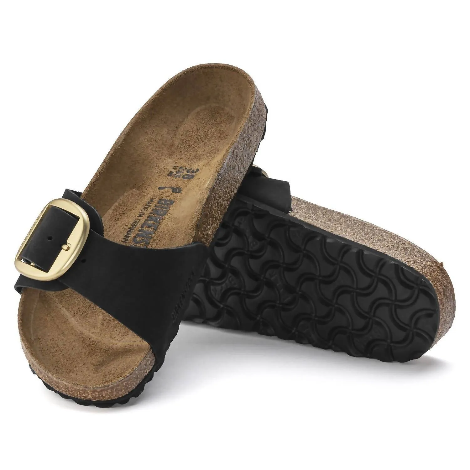 Damen Madrid Big Buckle Sandale in Schwarz