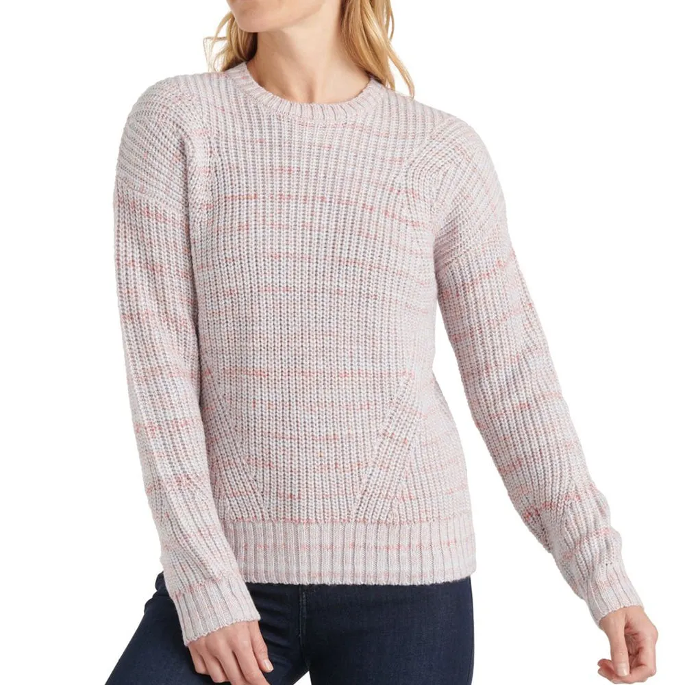 Damen Meliertes Strick-Crewneck-Pullover, Rosa