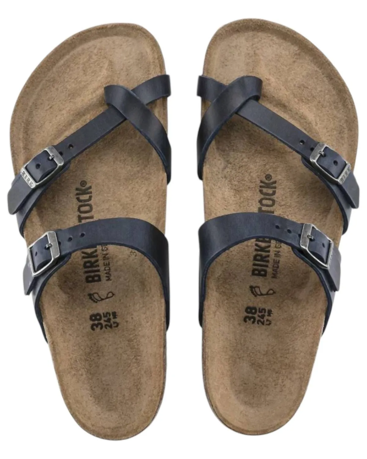 Damen Mayari Öl-Sandalen aus Leder in Blau