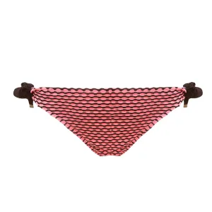 Damen Perforierte Bikini-Unterteil, Koralle/Schwarz