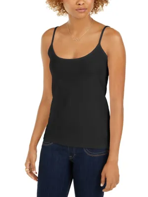 Damen Petite Strick-Top, Einfarbig, Schwarz