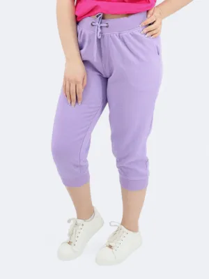 Damen Basic Capri-Jogginghose, Lila