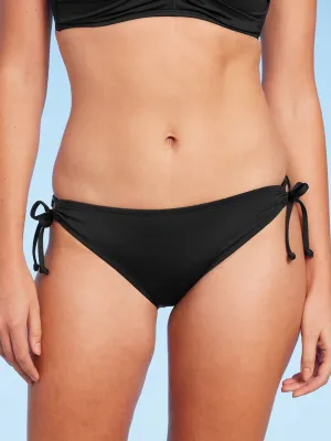 Damen einfarbige Bikini-Unterhose, Schwarz