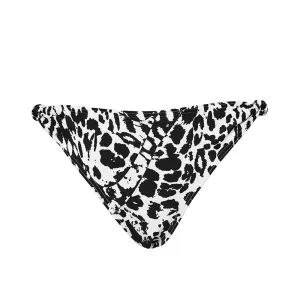 Damen-Bikiniunterteil mit Druck, Schwarz/Weiß
