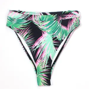 Damen Bikini Slip mit Hochbein und hoher Taille, bedruckt, mehrfarbig