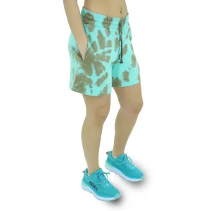Damen Sportkurzhose mit Druck, Aqua/Braun